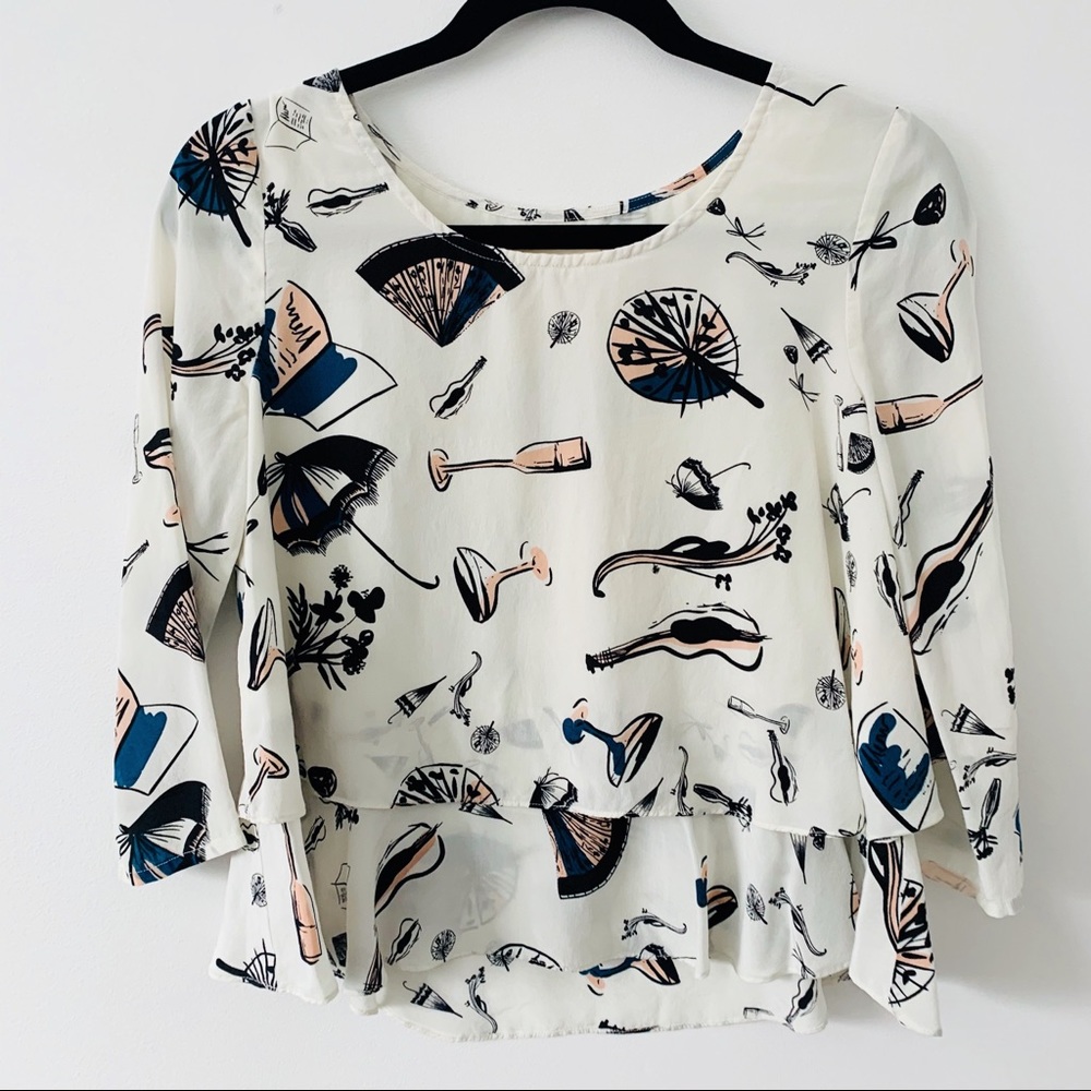 Anthropologie Maeve On The Town Silk Swing Top 0